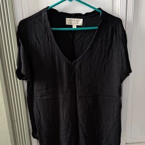 cloth & stone Black V-Neck Short Sleeve Tee